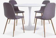 Bộ b&agrave;n ăn RINGSTED trắng + JONSTRUP x&aacute;m/sồi