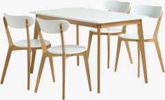 Bộ bàn ăn JEGIND D130 trắng/sồi + JEGIND trắng/sồi