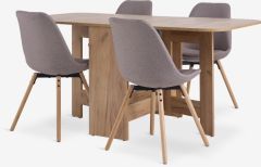 Bộ bàn ăn ALLING D100/163 sồi + KASTRUP vàng cát