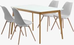 Bộ bàn ăn JEGIND D130 trắng/sồi + KASTRUP trắng