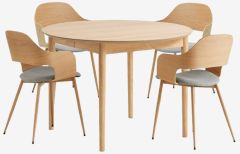 Bộ bàn ăn MARSTRAND Ø110 + HVIDOVRE xám/sồi