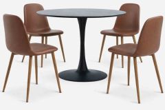 Bộ b&agrave;n ăn RINGSTED đen + JONSTRUP cognac