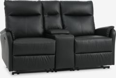 Sofa 2 chỗ chỉnh điện k&egrave;m bệ t&igrave; tay | ABILDSKOV | th&eacute;p/da PU | đen | R168xS90/154xC103cm