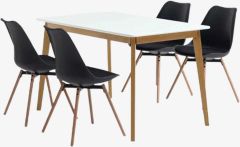 Bộ bàn ăn JEGIND D130 trắng/sồi + KASTRUP đen