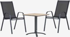 Bộ bàn ghế bistro | HOBRO/LEKNES | màu tự nhiên/đen | R70xD70xC73cm/R54xS72xC92cm