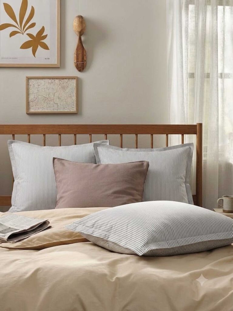 Vỏ gối cotton | PERNILLA | trắng/xám | R50xD70/75cm