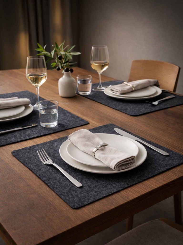 Tấm lót đĩa | BLANKSTARR | polyester | màu xám than | R33xD43cm