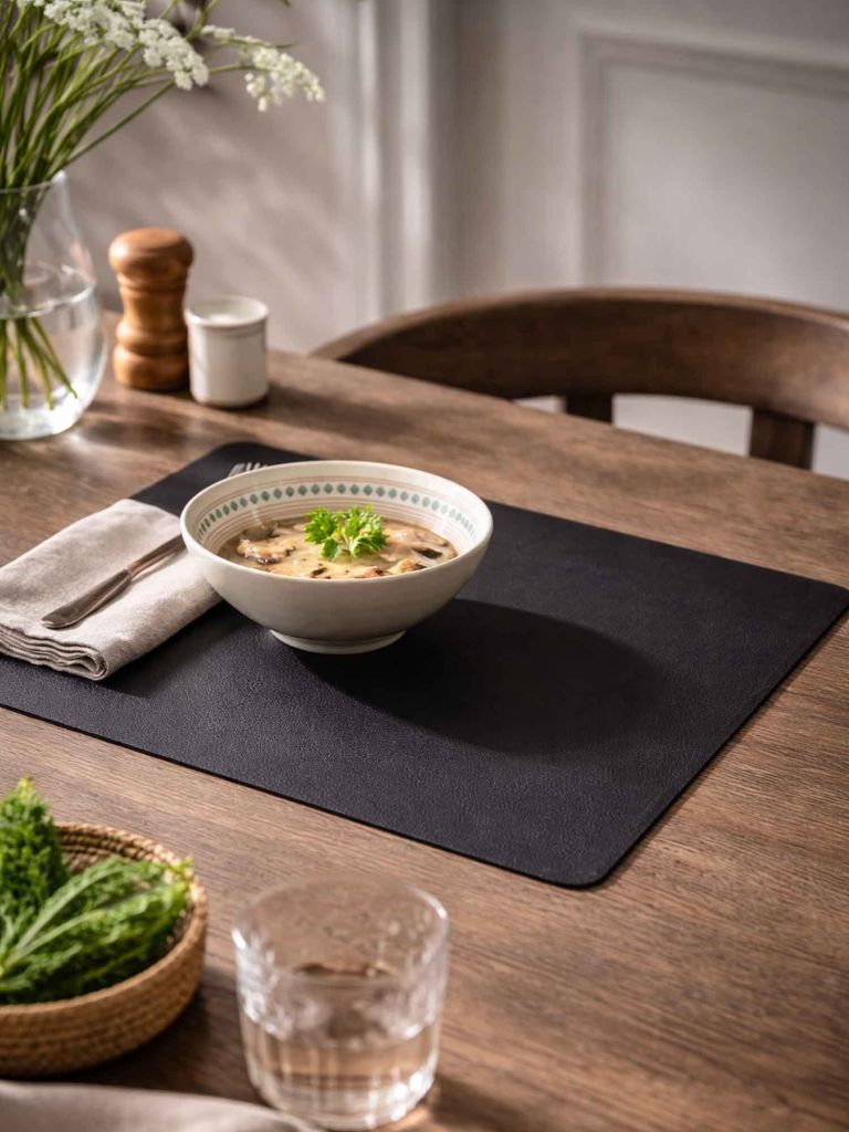 Tấm lót đĩa | TIDSEL | PU | đen | R33xD42cm