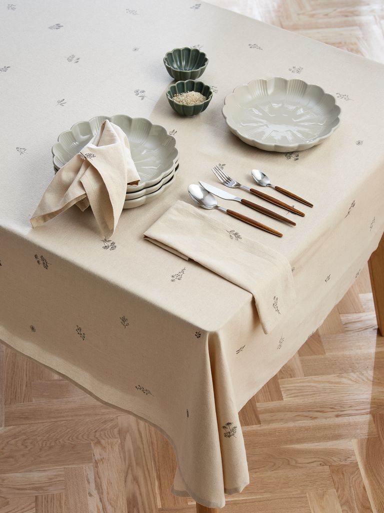 Khăn phủ bàn | ENGFIOL | cotton | be/xám | R140xD240cm