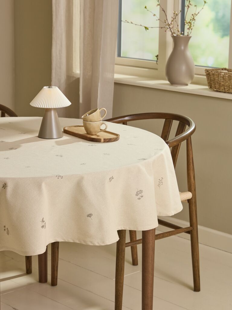 Khăn phủ bàn | ENGFIOL | cotton | be/xám | Ø160cm