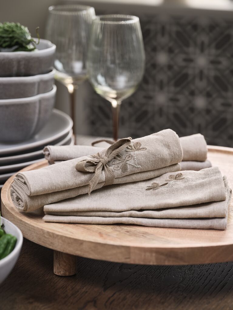 Khăn ăn cotton/polyester | DAGFIOL | xám | R40xD40cm | bộ 2 chiếc