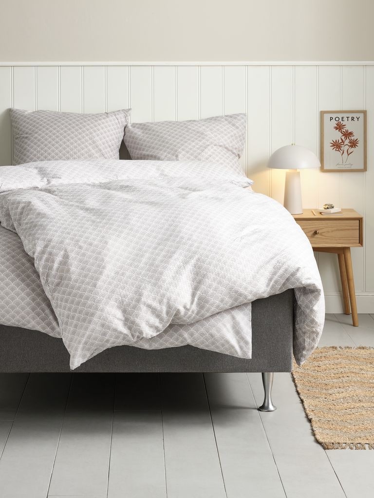 Bộ vỏ chăn gối đôi microfibre | BEATE | xám | R200xD220cm/R50xD70cm