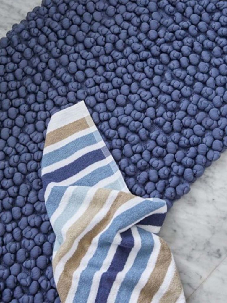 Thảm phòng tắm | ORREFORS | polyester/cotton | xanh đậm | R60xD90cm