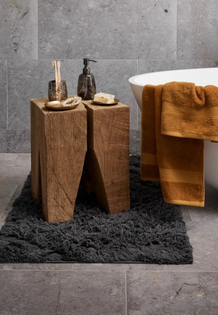 Thảm phòng tắm | GIMO | cotton | ghi đậm | R70xD120cm