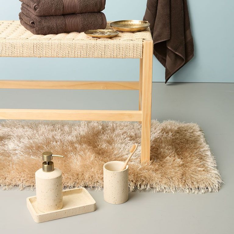 Thảm phòng tắm | HALLTORP | polyester | vàng cát | R50xD80cm