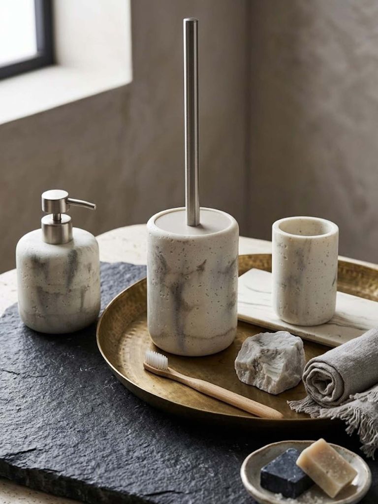 Chổi cọ toilet | KUNGSBACKA | nhựa polyresin/PP | vân đá cẩm thạch be | Ø10xC38cm Chổi cọ toilet | KUNGSBACKA | nhựa polyresin/PP | vân đá cẩm thạch be | Ø10xC38cm
