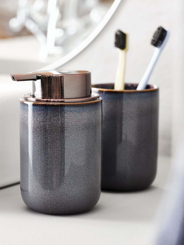 Cốc đựng bàn chải | MYRVIKEN | gốm | xanh | Ø8xC11cm 