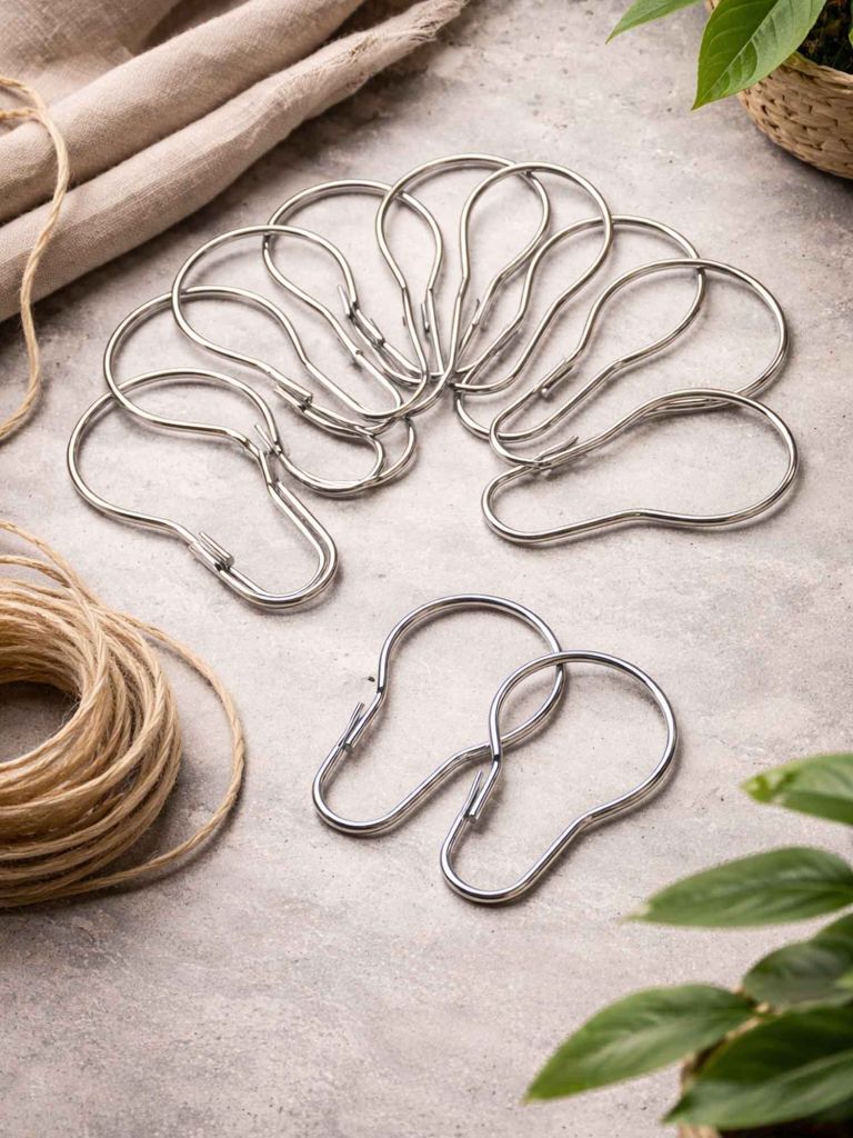 Móc treo rèm tắm | VARA | kim loại | màu kim loại | bộ 12 chiếc