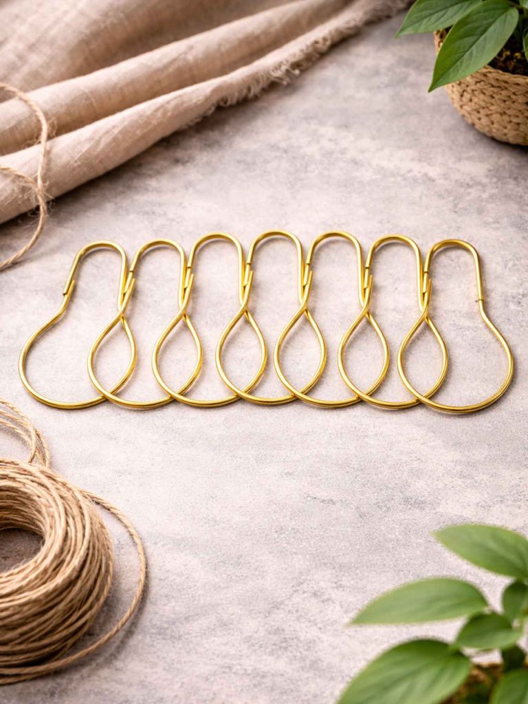 Móc treo rèm tắm | VARA | kim loại | màu vàng | bộ 12 chiếc