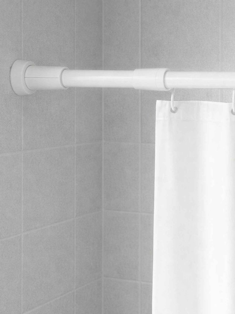 Thanh treo rèm tắm | BODEN | nhôm/nhựa ABS | trắng | D70/120cm