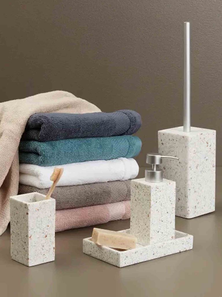 Bộ 3 món phụ kiện phòng tắm | BILLSTA | nhựa polyresin/đá | họa tiết terazzo