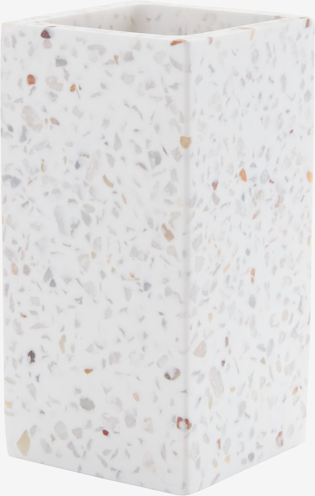 Cốc đựng bàn chải | BILLSTA | nhựa polyresin/đá | họa tiết terazzo | R6.2xD6.2xC11.9cm