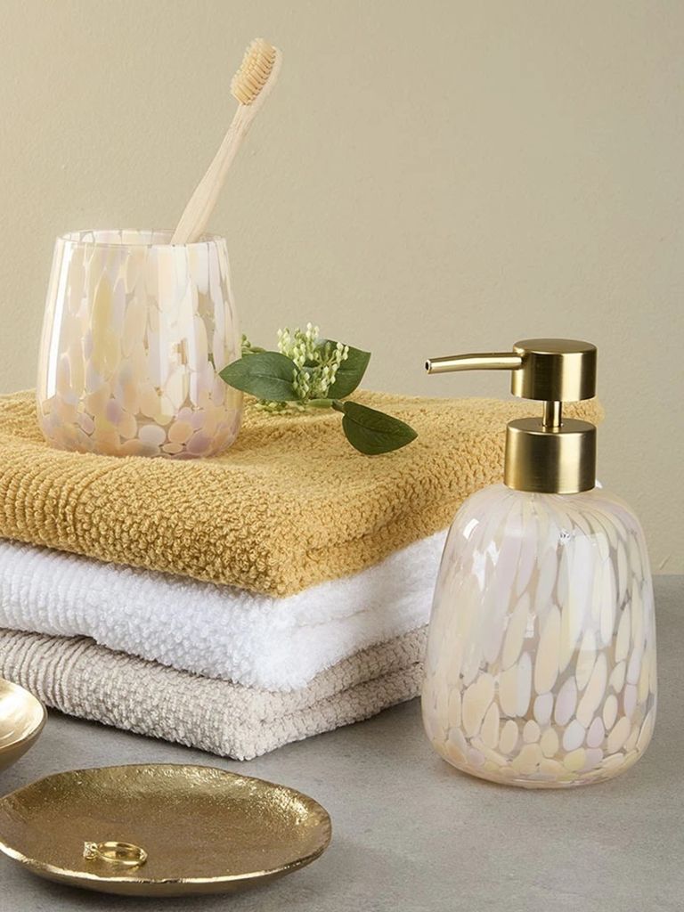 Cốc đựng bàn chải | EDSBRO | thủy tinh | trong suốt/hoa văn | Ø8xC9cm