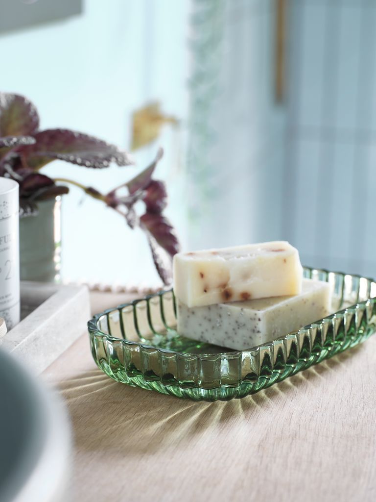 Khay phụ kiện | KATTARP | thủy tinh | xanh lá | R12xD19xC3cm