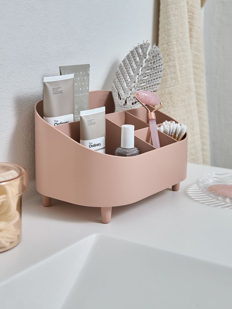 Hộp đựng đồ trang điểm | HUSUM | nhựa PS | hồng | R22xD16xC14cm