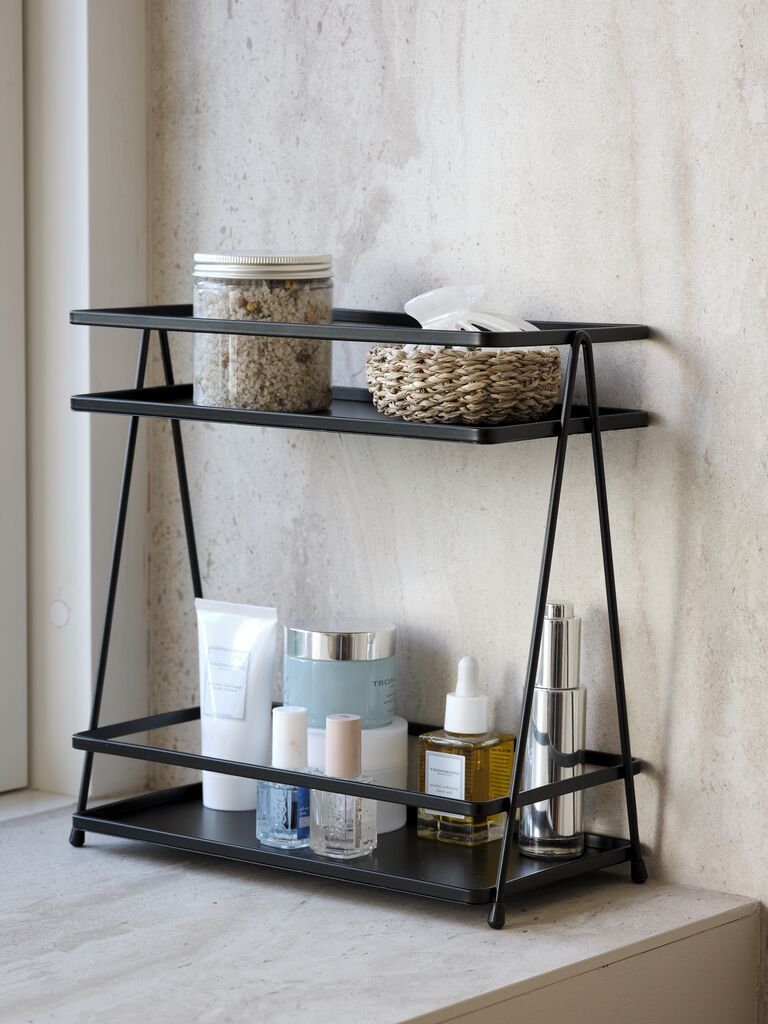 Kệ phòng tắm | NACKA | thép | đen | R14xD26xC28cm