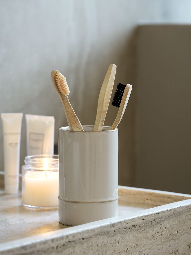 Cốc đựng bàn chải | SMEDBY | gốm | xám nhạt | Ø7xC11cm