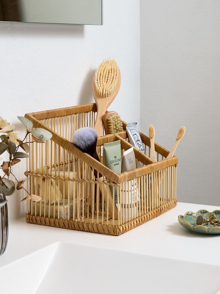 Hộp đồ trang điểm | HORNDAL | tre | màu tự nhiên | R25xD20xC20cm