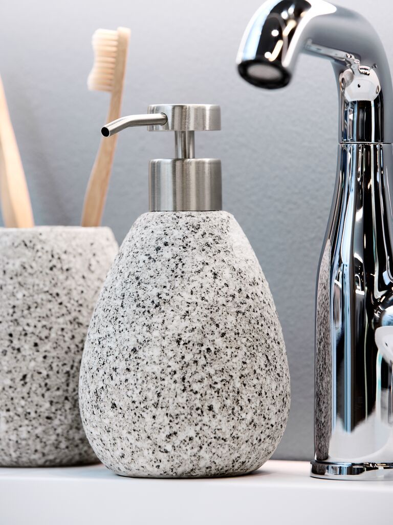 Bình xịt xà phòng | LYCKSELE | gốm bán sứ/thép| họa tiết terrazzo | Ø9xC16cm