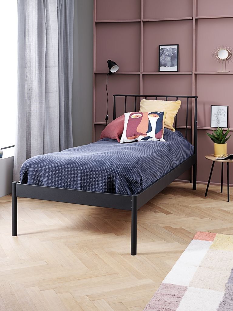 Giường đơn | ABILDRO | kim loại | đen | R90xD200cm