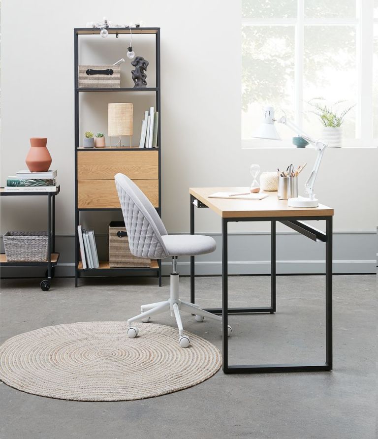 Bàn làm việc | AABENRAA | gỗ công nghiệp/kim loại | màu sồi/đen | R55xD110xC75cm