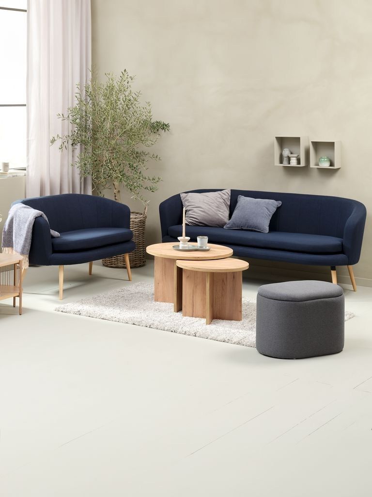 Sofa 3 chỗ | GISTRUP | vải polyester | xanh đậm | R197xS76xC71.5cm