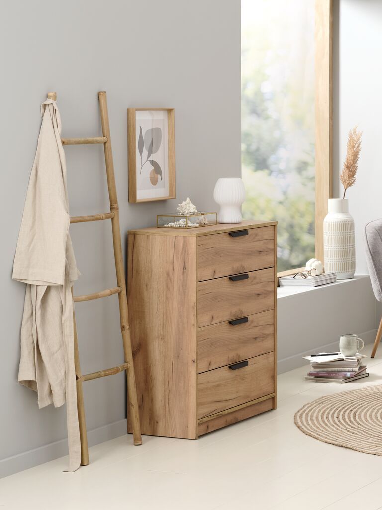 Tủ ngăn kéo 4 ngăn | JENSLEV | gỗ công nghiệp | màu sồi | R71xS36xC89cm