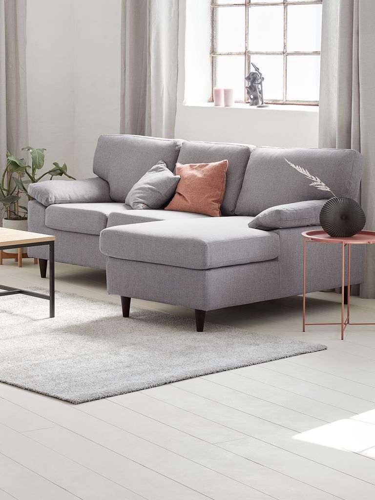 Sofa góc phải | GEDVED | vải polyester/chân gỗ cao su | xám nhạt | R211xS84/141xC85cm