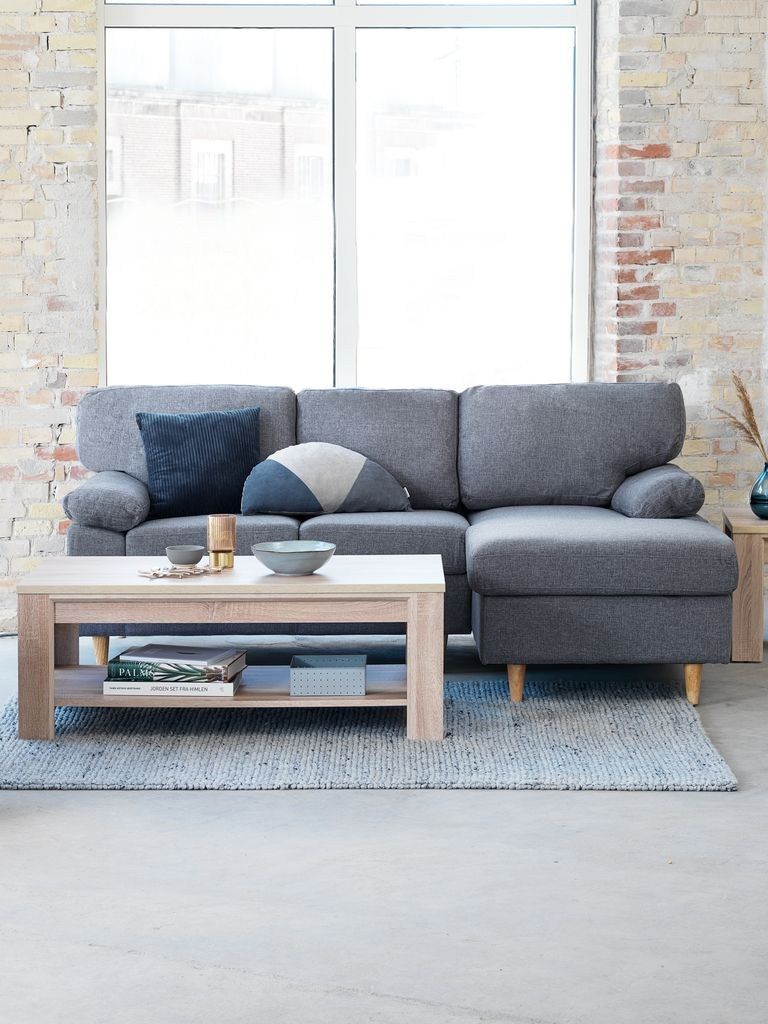 Sofa góc phải | GEDVED | vải polyester/chân gỗ cao su | xám | R209xS84/141xC85cm