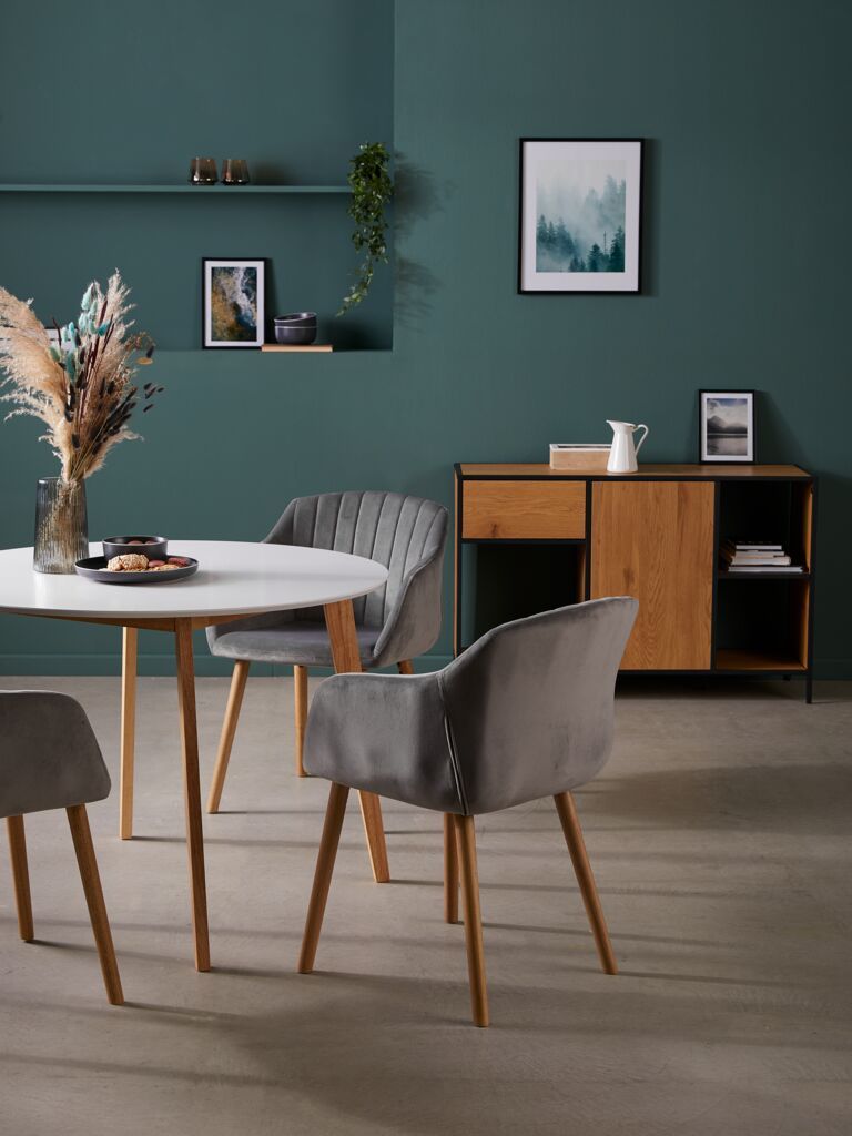 Ghế b&agrave;n ăn | ADSLEV | vải polyester | x&aacute;m | R59xS59xC79cm