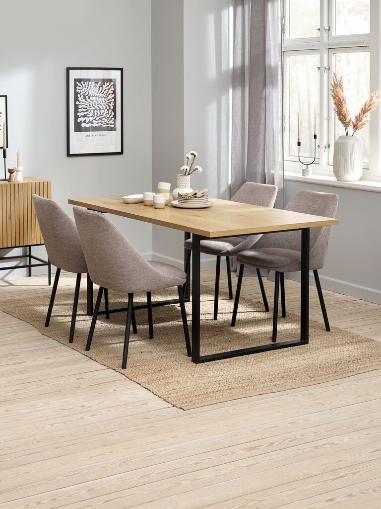 Bàn ăn | AABENRAA | kim loại/gỗ công nghiệp | màu sồi/đen | R90xD160xC75cm