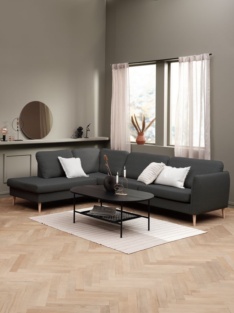 Bàn cafe | HINNERUP | kim loại/gỗ công nghiệp | đen | R75xD120xC45cm