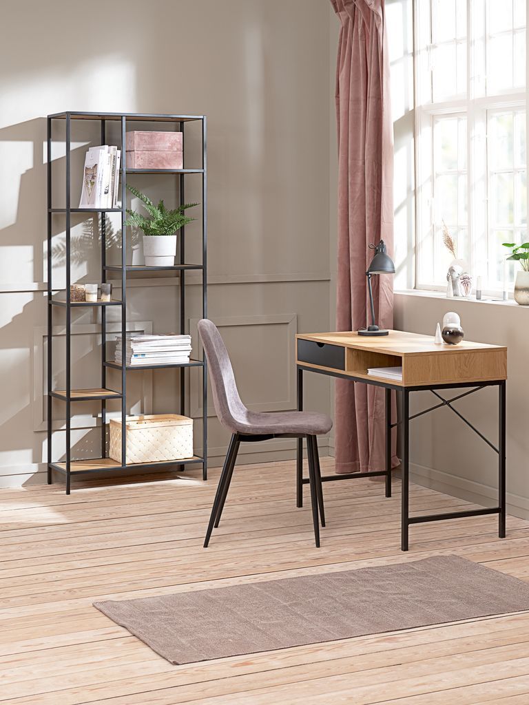 Kệ sách 7 tầng | TRAPPEDAL | kim loại/gỗ công nghiệp | đen/sồi | R70xS30xC178cm