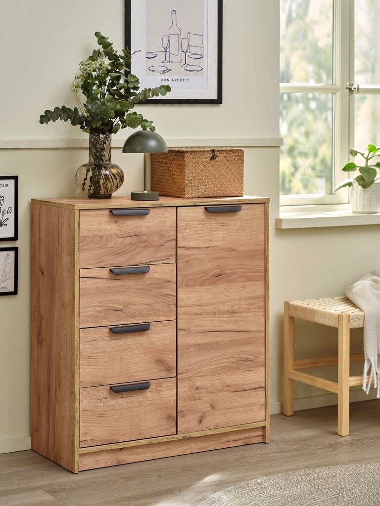 Tủ ngăn kéo 4 ngăn | JENSLEV | gỗ công nghiệp | màu sồi | R79xS36xC89cm