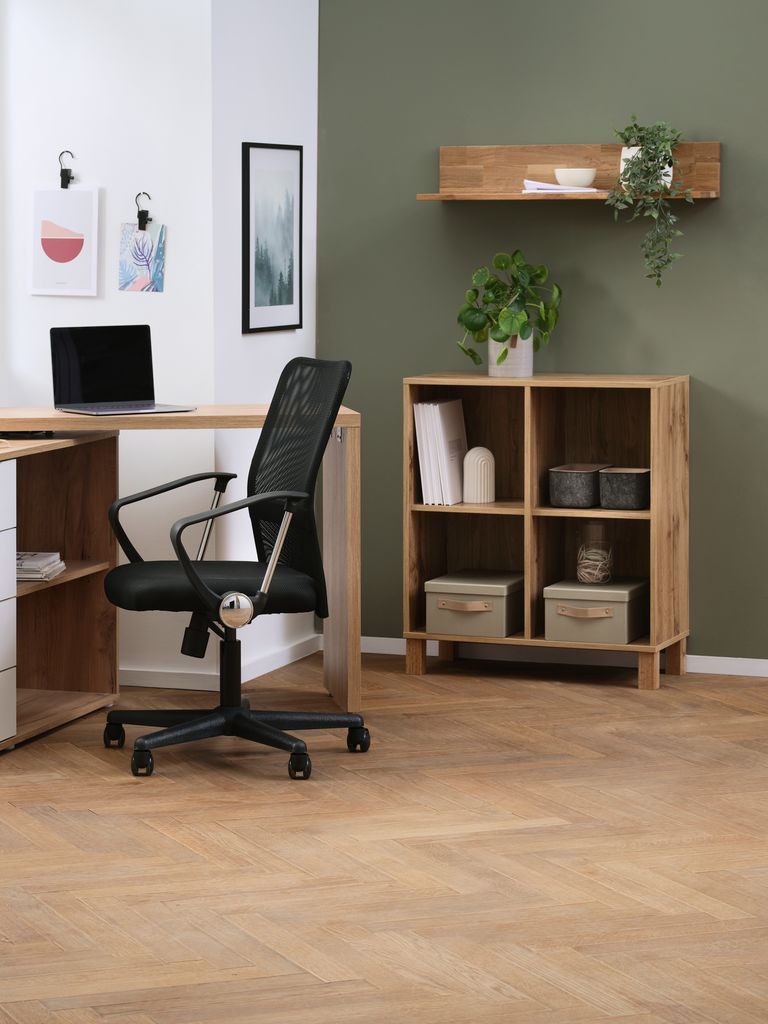 Kệ trưng bày 4 ngăn | SKALS | gỗ công nghiệp | màu sồi | R71xS35xC71/86cm