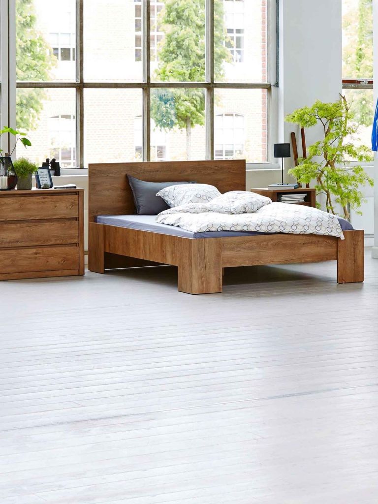 Giường | VEDDE | gỗ công nghiệp | màu sồi đậm | R160xD200cm