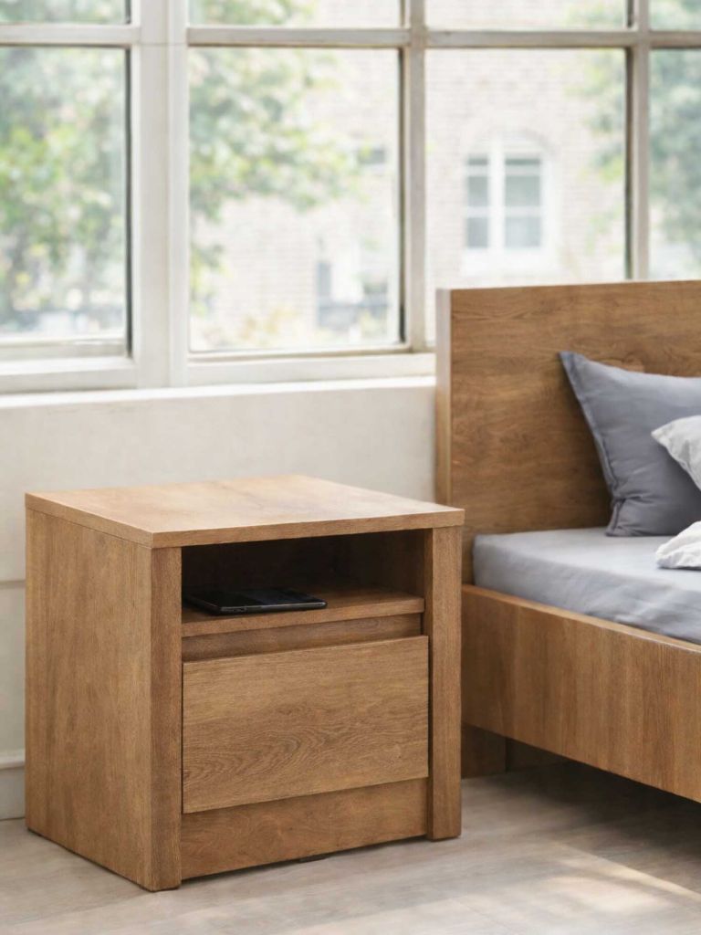 Tủ đầu giường | VEDDE | gỗ công nghiệp | màu sồi đậm | R50xS43xC45cm