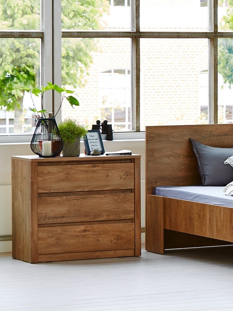 Tủ ngăn kéo 3 ngăn | VEDDE | gỗ công nghiệp | màu sồi đậm | R91xS43xC79cm