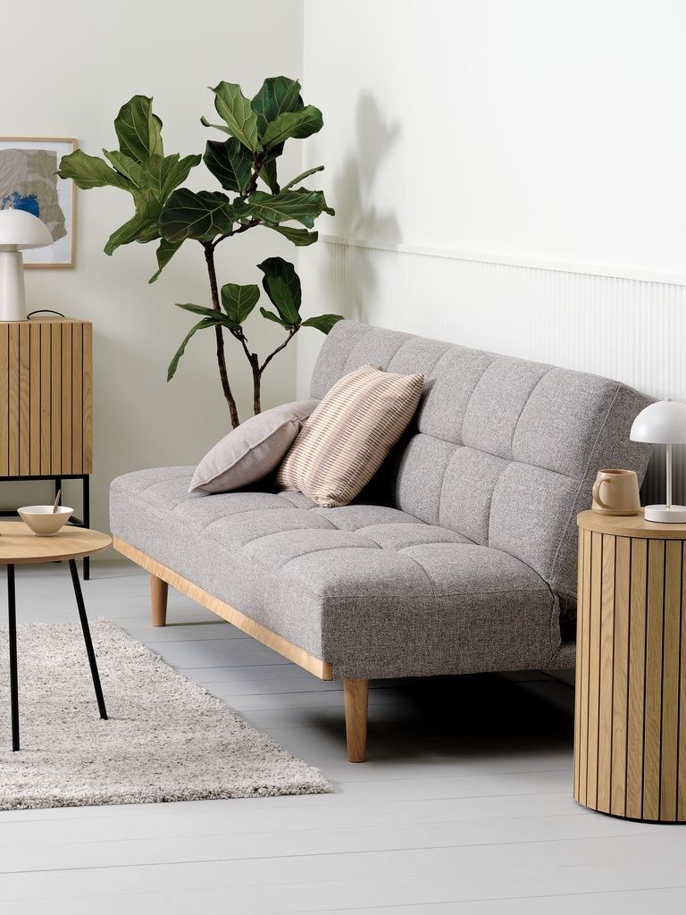 Sofa giường | NEJEDE | vải polyester | xám nhạt | R191xS86/108xC87cm