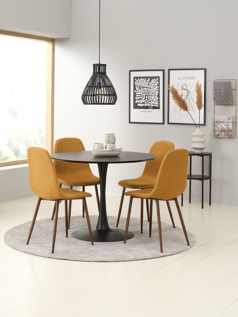 Bàn ăn | RINGSTED | kim loại/gỗ công nghiệp | đen | Ø100xC75cm